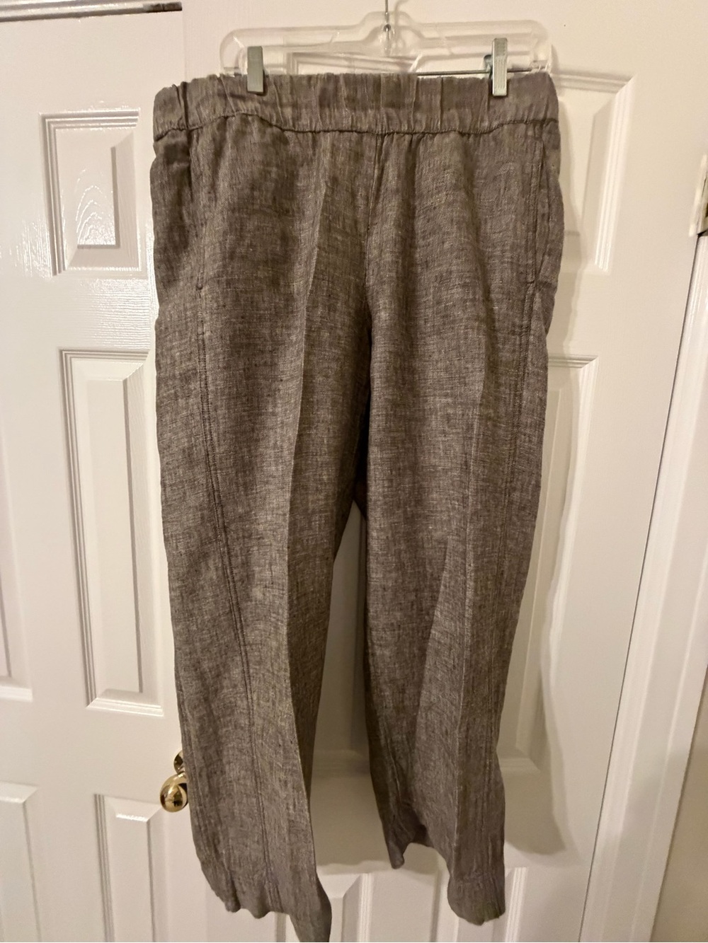 J. Jill Cropped Linen-Blend Pull-On Pants in brown
